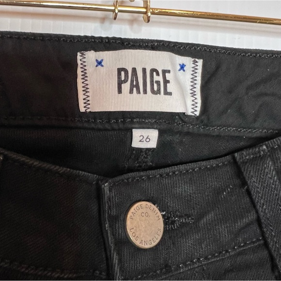 PAIGE Demi Skinny Moto Jeans in Black. Size 26 - Picture 7 of 8